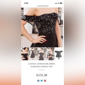 Cotton Astronomy Print Sleeved Corset Top